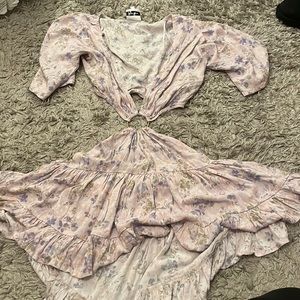 purple floral mini dress